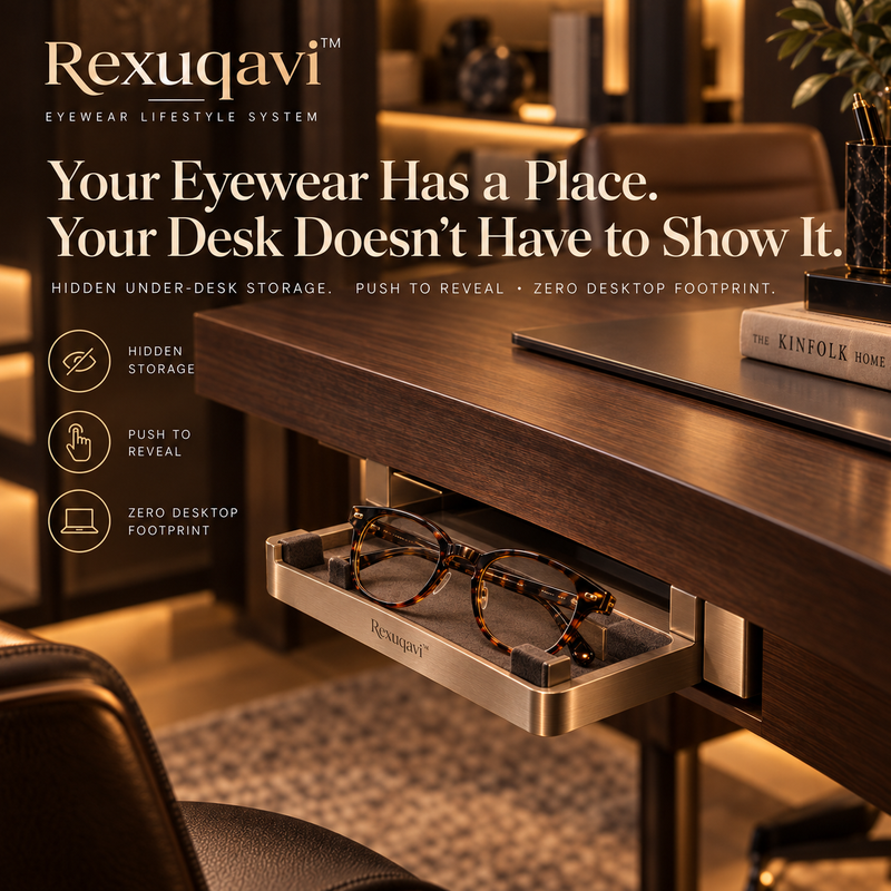 Rexuqavi™ Invisible Desk-Edge Eyewear Dock