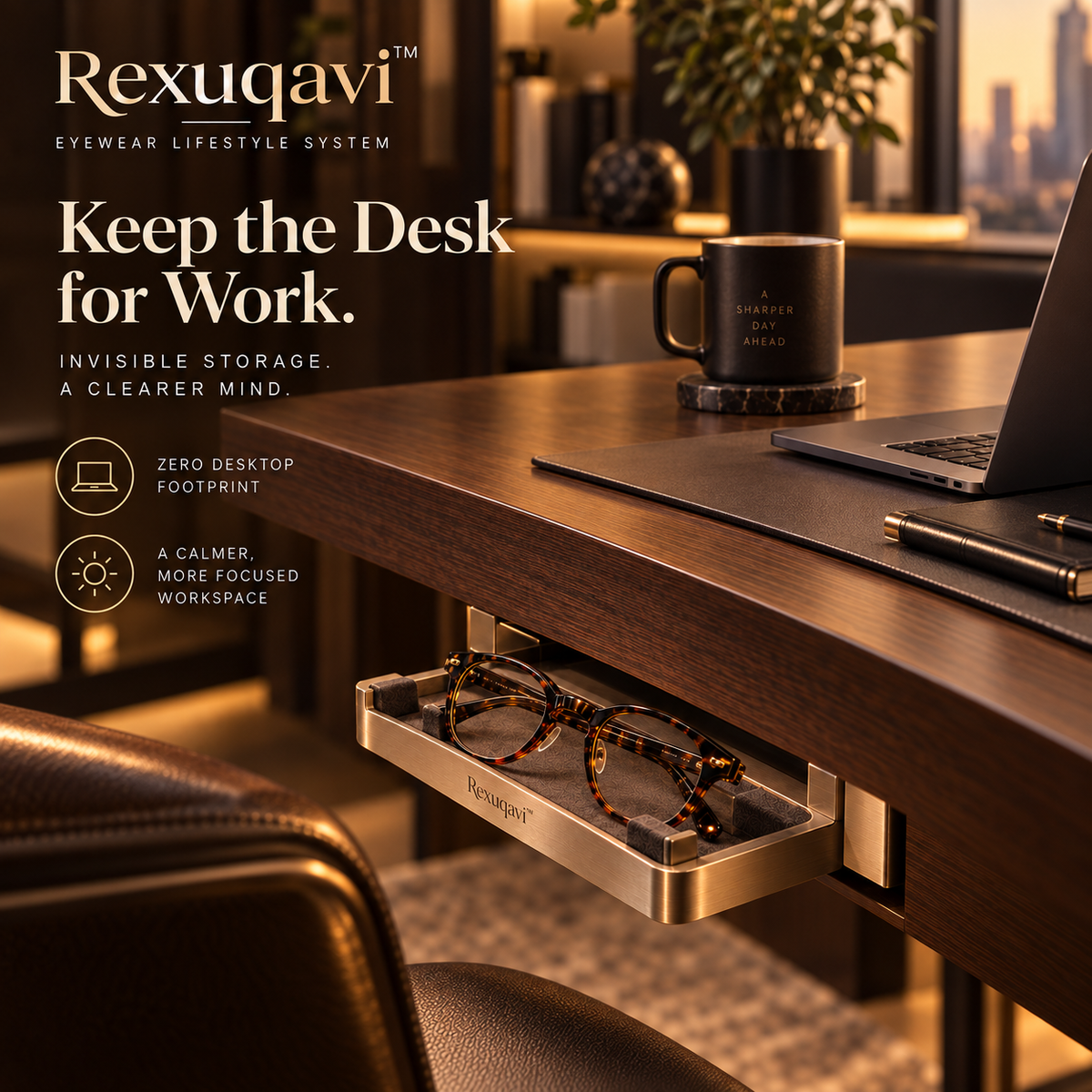 Rexuqavi™ Invisible Desk-Edge Eyewear Dock