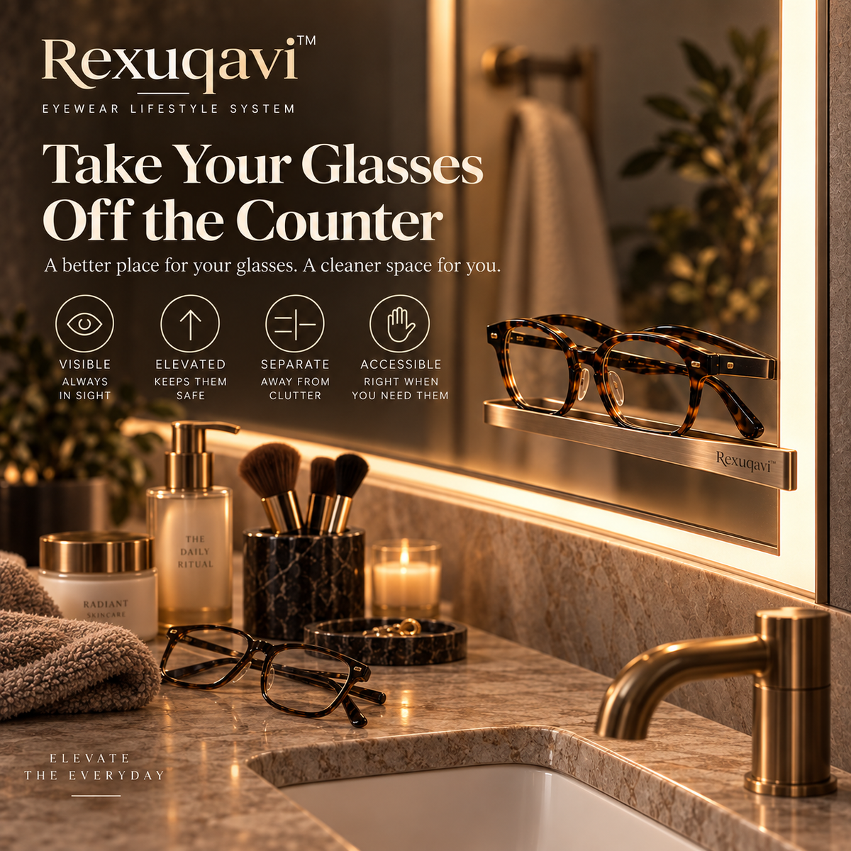 Rexuqavi™ Mirror-Edge Eyewear Dock