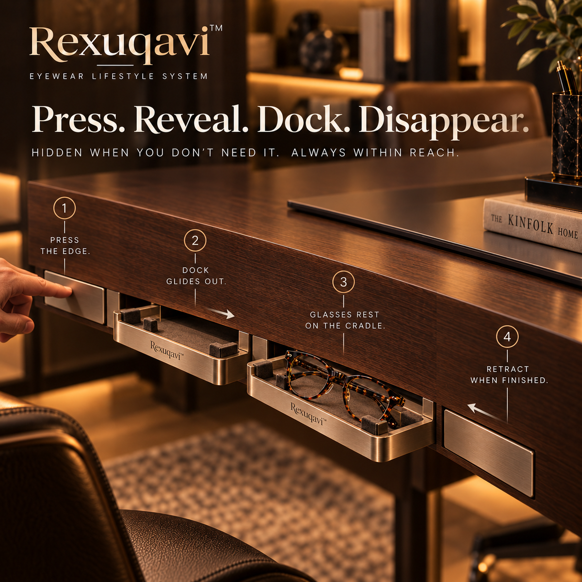 Rexuqavi™ Invisible Desk-Edge Eyewear Dock
