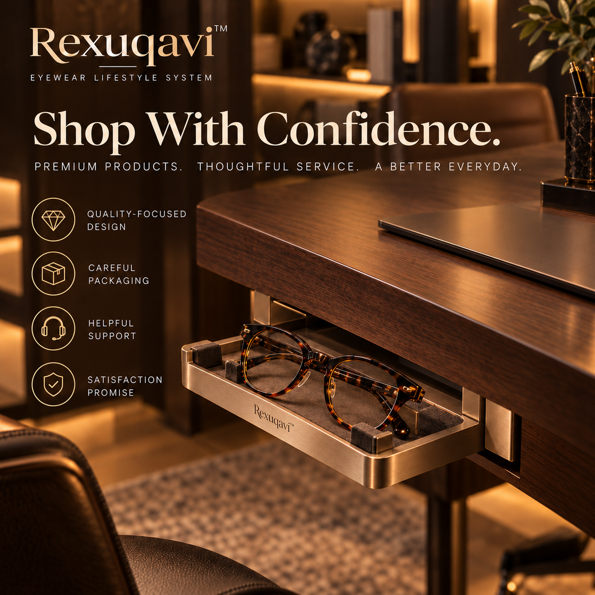 Rexuqavi™ Invisible Desk-Edge Eyewear Dock